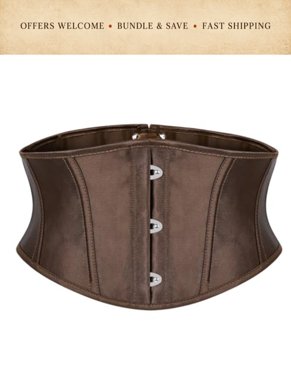 Women's Corset Belt Underbust Boned Lace Up Waspie Renaissance Cosplay
